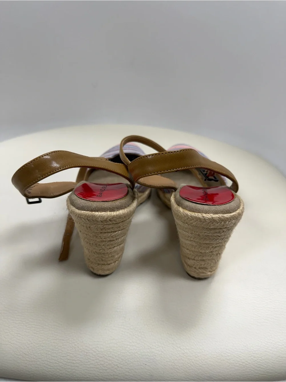 Classic Bandolino Striped Canvas Espadrille Wedges in Navy, White, Pink